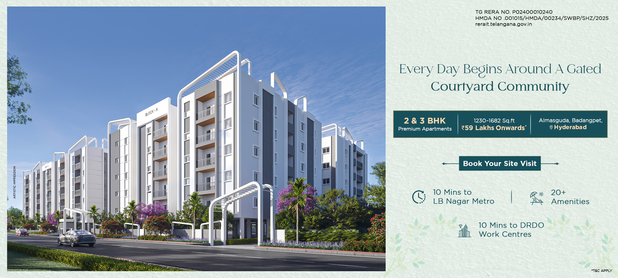 Aerial view of Arkala Courtyard gated community in Almasguda, Hyderabad