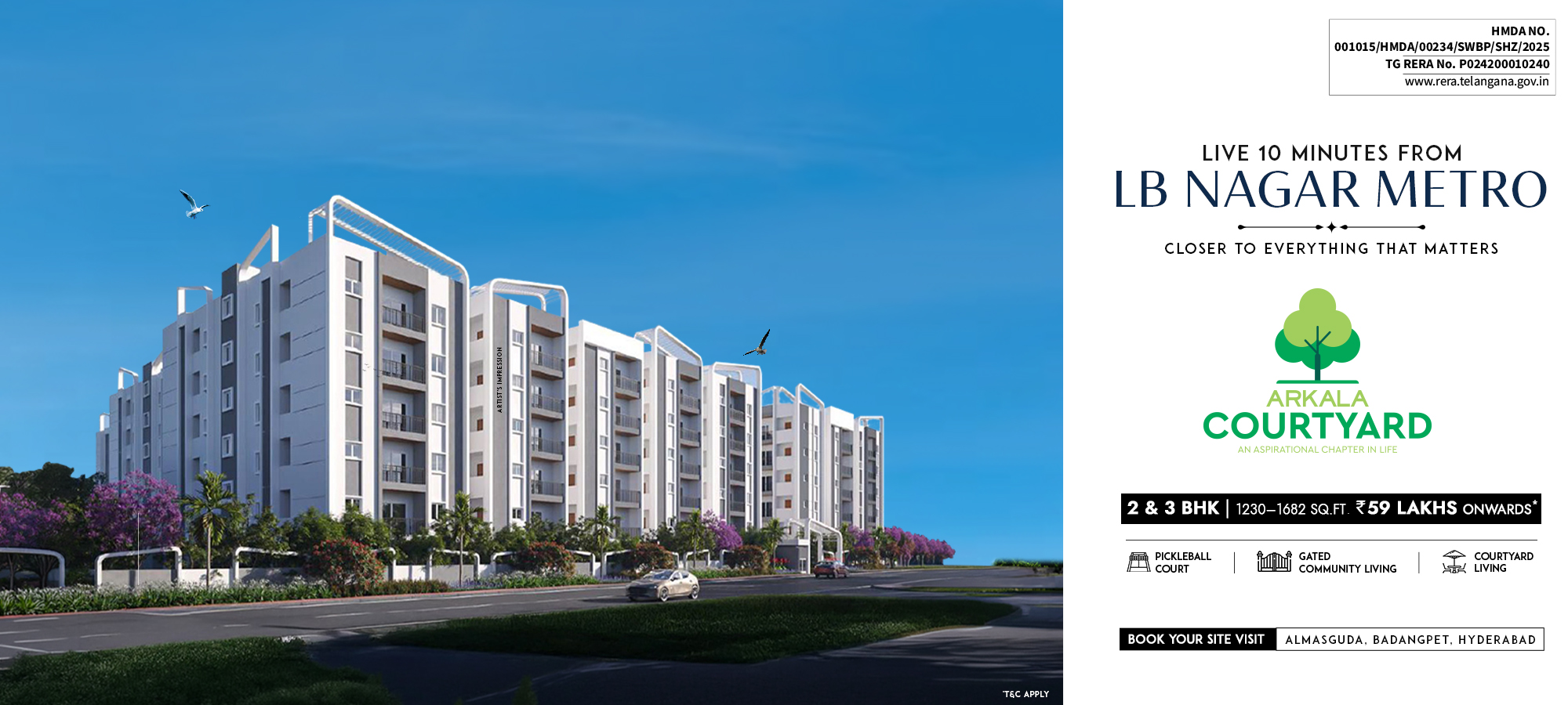 Aerial view of Arkala Courtyard gated community in Almasguda, Hyderabad